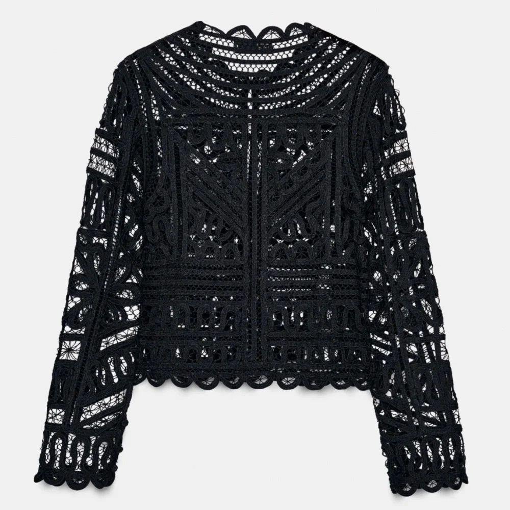 Zara limited edition Black Crochet Lace Blouse
